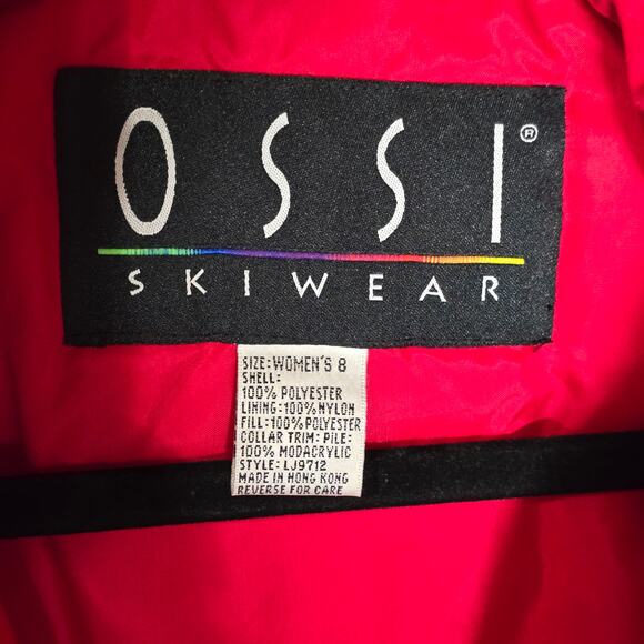 Vintage 90s Ossi Skiwear Faux Fur Collar Red Belted Snow Jacket Women’s Size 8 - Picture 5 of 10